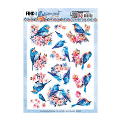 3D Push Out Sheet - Happy Blue Birds - Birds in Pink SB10903
