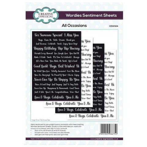Wordies All Occasions Sentiment Sheets - CEW024