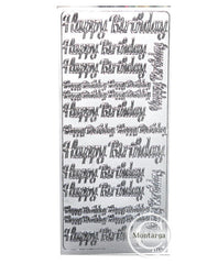 Happy Birthday Lg Text Silver - PeelCraf PC2694S