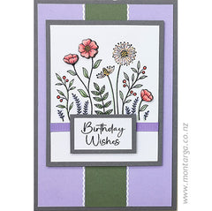 Card Sample - Flower Patch - Purple background