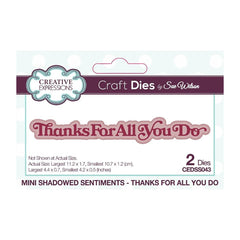 Creative Expressions Mini Shadowed Sentiments Die - Thanks For All You Do CEDSS043
