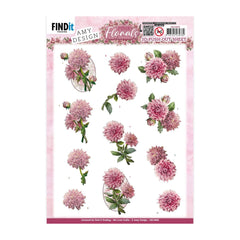 3D Push Out Sheet - Pink Florals - Dahlia SB10898