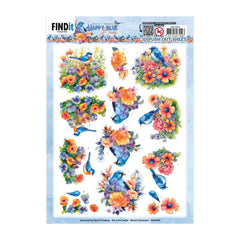 3D Push Out Sheet - Happy Blue Birds - Colourful Birds SB10904