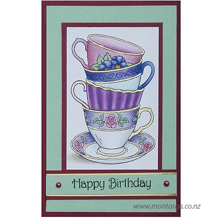 Card Sample - Teacup Stack - Birthday