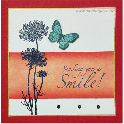 Card Sample - Flowers and Butterfly - Square