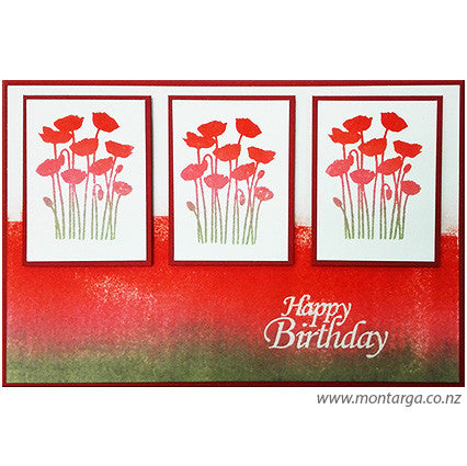 Card Sample - Poppies with custom ink pad