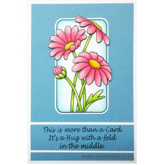Card Sample - Daisies in Frame - Pink and Blue