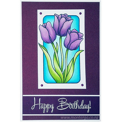 Card Sample - Tulips in Frame - Purple