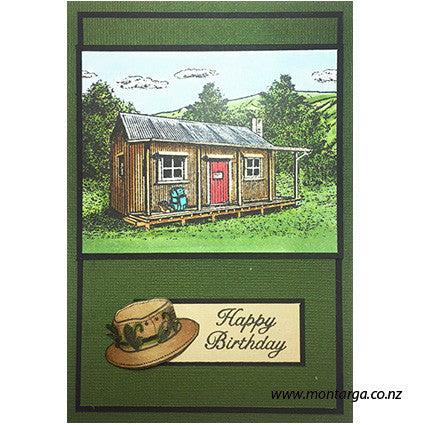 Card Sample - Tramping Hut - Green