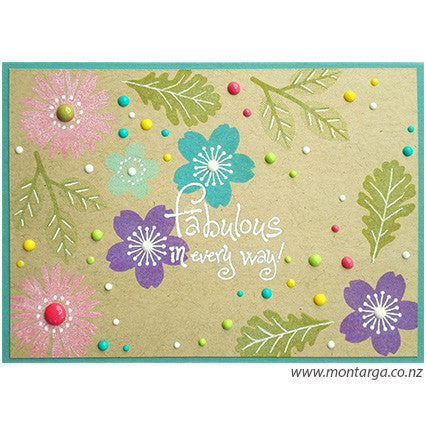 Card Sample - Stamped Oxide Flowers - Fabulous