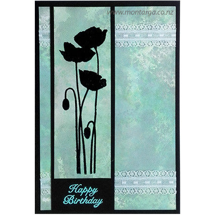 Card Sample - Poppies - Grey Green