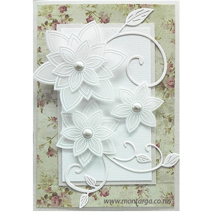 Card Sample - White Embossed Flowers