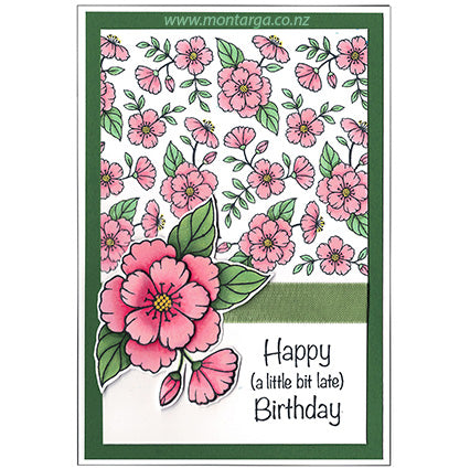 Card Sample - Blossom - pink & green
