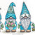 Three Christmas Gnomes - Blue