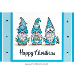 Three Christmas Gnomes - Blue