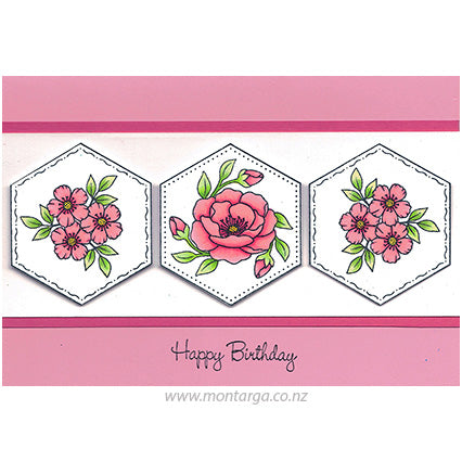 Card Sample - Hexagons - pink
