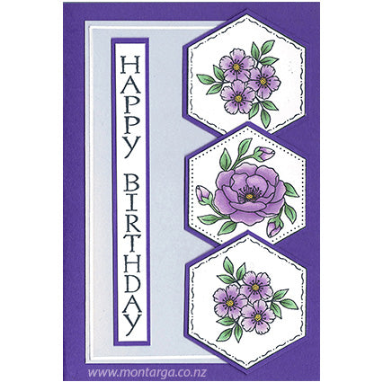 Card Sample - Hexagons - purple