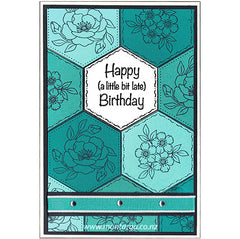 Card Sample - Hexagons - turquoise