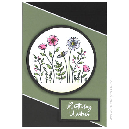 Card Sample - Flower Patch Green Circle