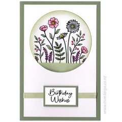 Card Sample - Flower Patch Circle on White