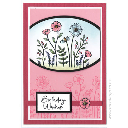 Card Sample - Flower Patch Pink Oval