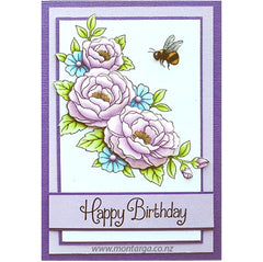 Card Sample - Flowers and Bee - purple