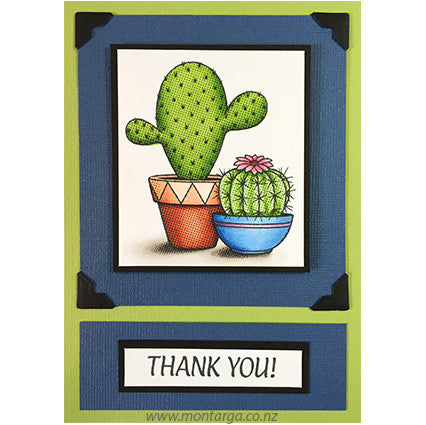 Card Sample - Cactus - Blue and Green