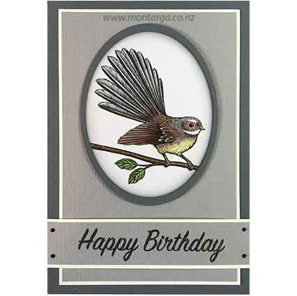 Card Sample - Fantail in Oval Frame