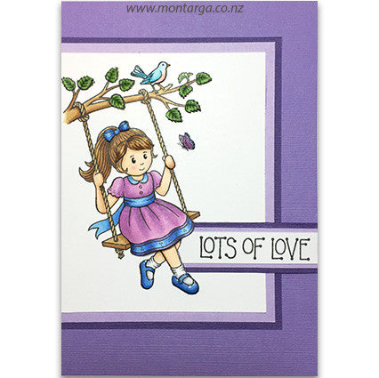 Card Sample - Girl on Swing - Purple