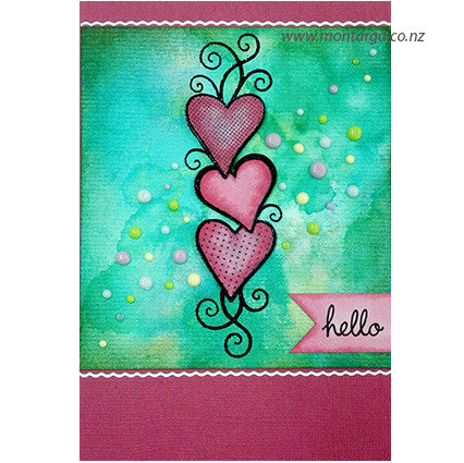 Card Sample - Hearts with Distress Background